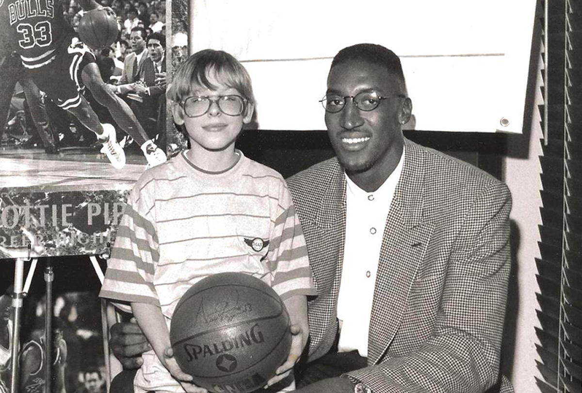 My son Jonathan sits on Scottie Pippen's lap and asks for a basketball for Christmas